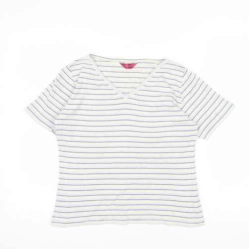 Richards Womens Multicoloured Striped V-Neck Short Sleeve T-Shirt M