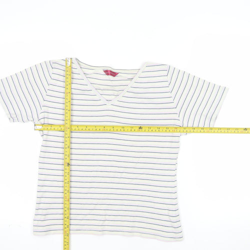Richards Womens Multicoloured Striped V-Neck Short Sleeve T-Shirt M