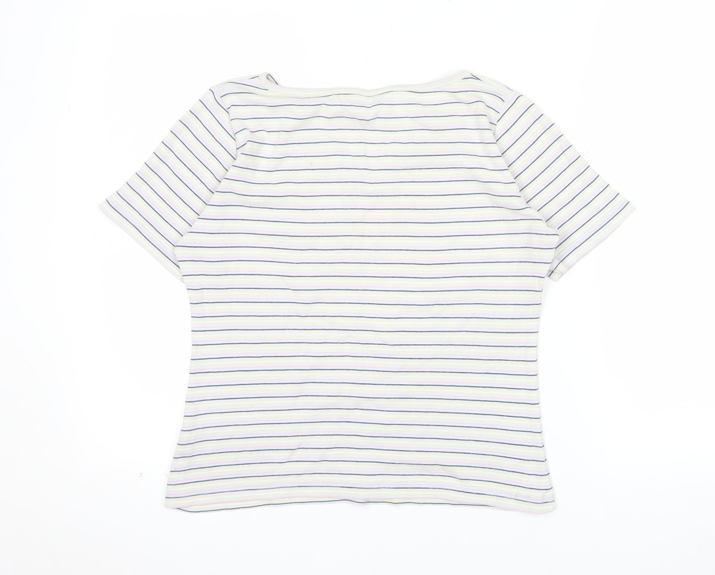 Richards Womens Multicoloured Striped V-Neck Short Sleeve T-Shirt M