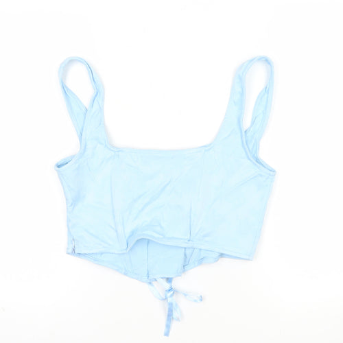 Stradivarius Women Blue Cropped Lace Up Tank Top XL