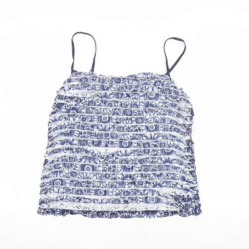 Marks and Spencer Per Una Women's Blue Floral Ruffle Camisole Top Size 14
