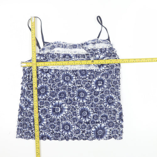 Marks and Spencer Per Una Women's Blue Floral Ruffle Camisole Top Size 14