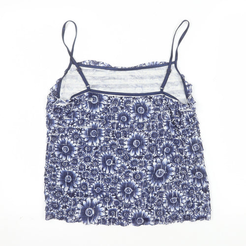 Marks and Spencer Per Una Women's Blue Floral Ruffle Camisole Top Size 14