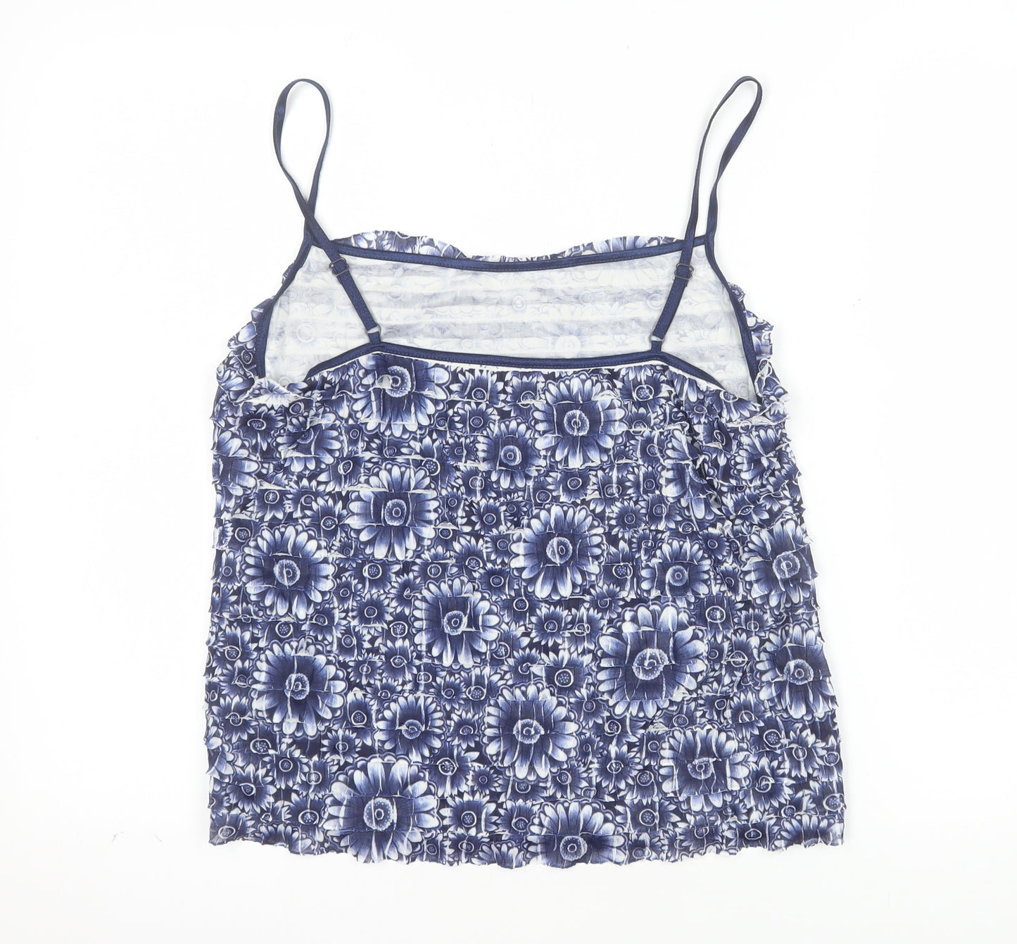 Marks and Spencer Per Una Women's Blue Floral Ruffle Camisole Top Size 14