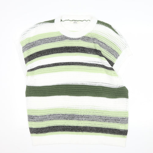 EEICC Women’s Multicoloured Striped 2XL Open-Knit Pullover Jumper