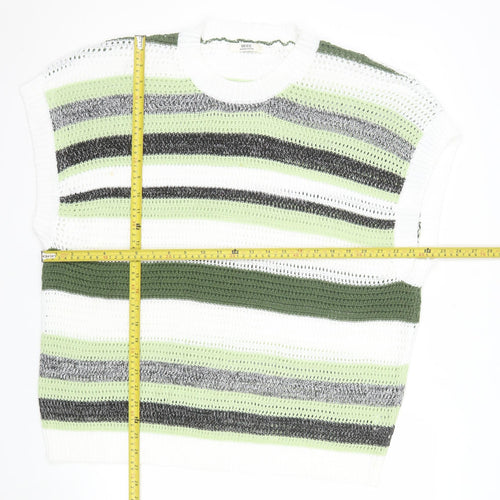 EEICC Women’s Multicoloured Striped 2XL Open-Knit Pullover Jumper