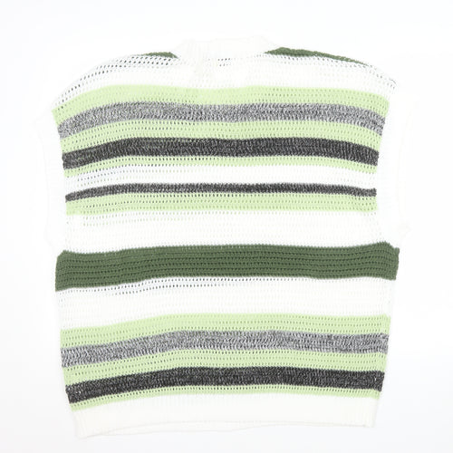 EEICC Women’s Multicoloured Striped 2XL Open-Knit Pullover Jumper