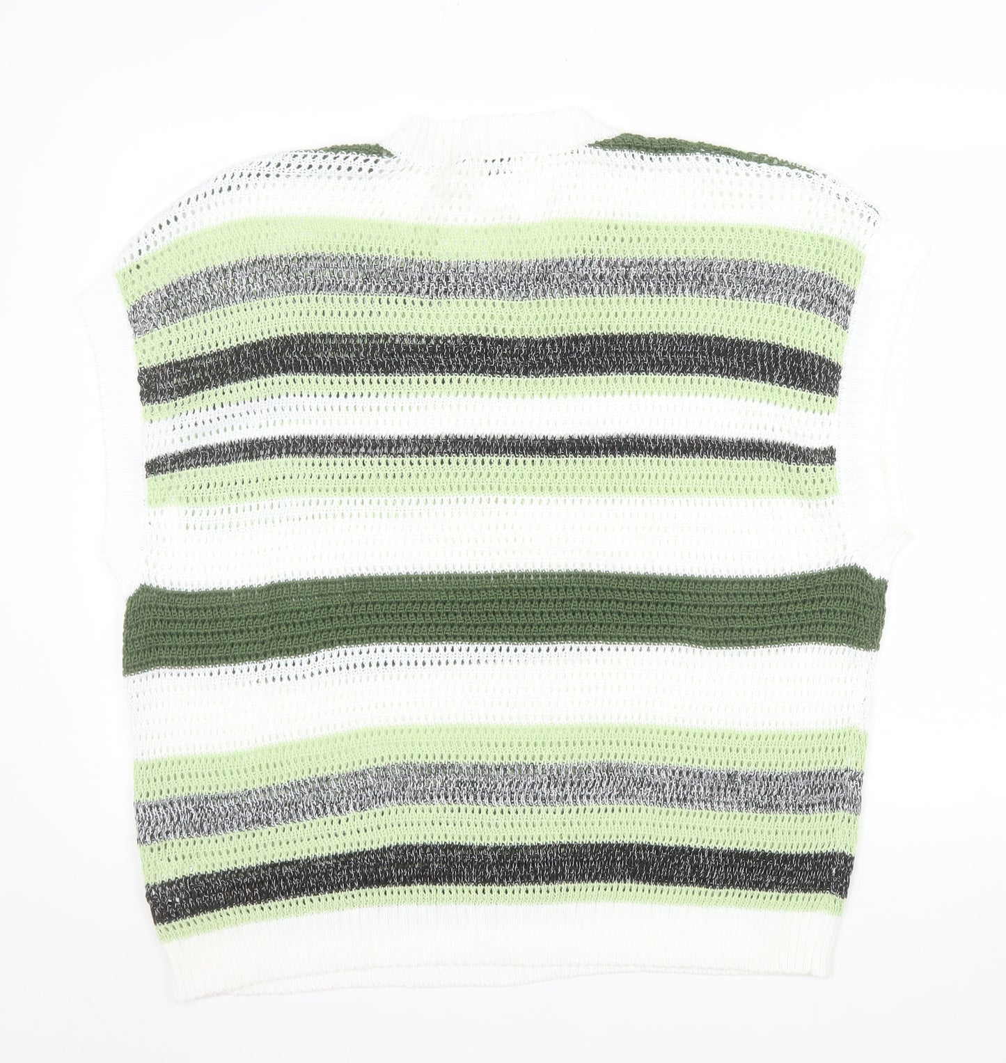 EEICC Women’s Multicoloured Striped 2XL Open-Knit Pullover Jumper