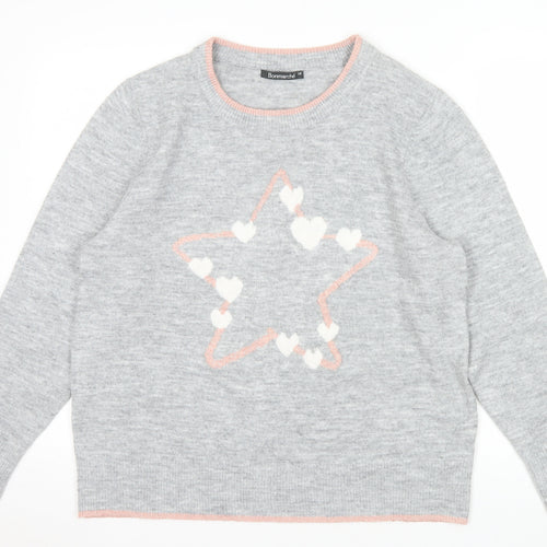 Bonmarché Women’s Grey Crew Neck Heart Star Jumper Size 16
