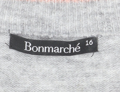 Bonmarché Women’s Grey Crew Neck Heart Star Jumper Size 16
