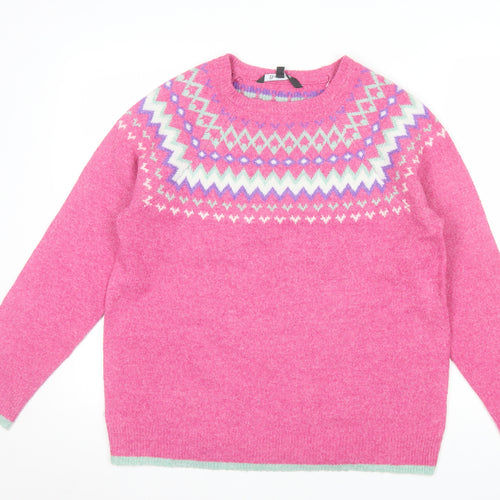 Bonmarché Women’s Pink Fair Isle Knit Jumper Size 14