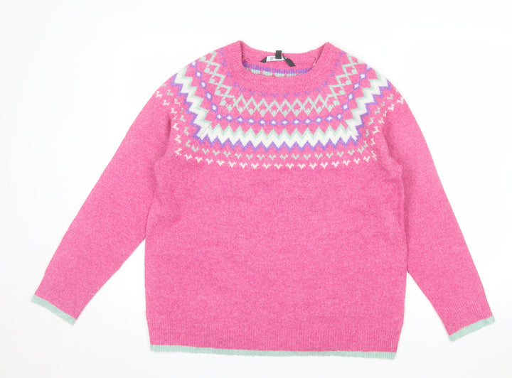 Bonmarché Women’s Pink Fair Isle Knit Jumper Size 14