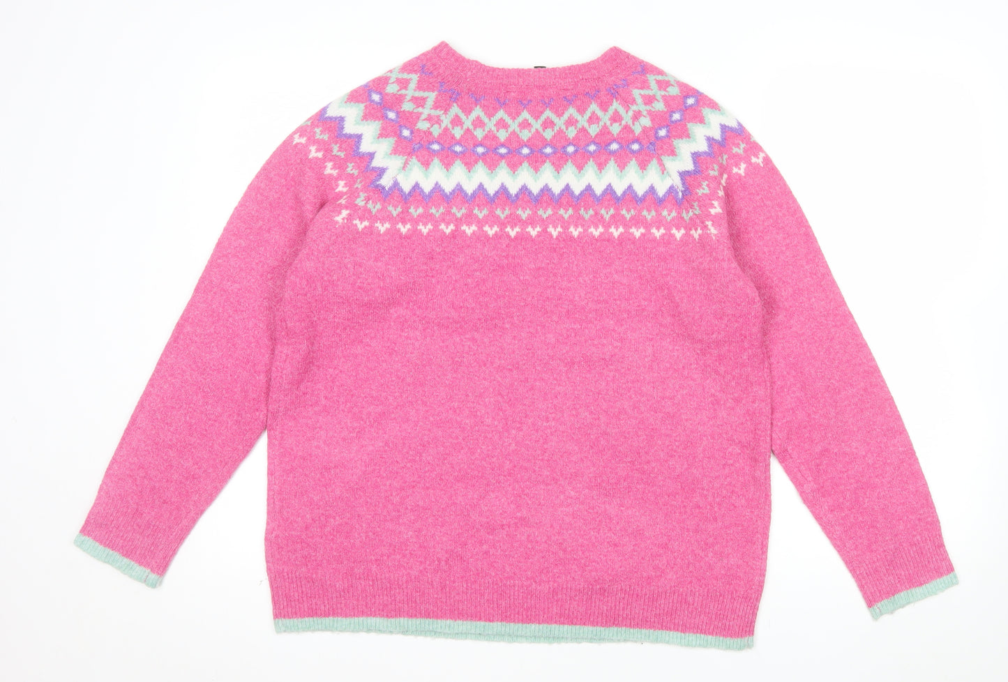 Bonmarché Women’s Pink Fair Isle Knit Jumper Size 14