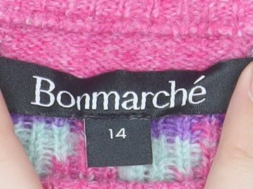 Bonmarché Women’s Pink Fair Isle Knit Jumper Size 14