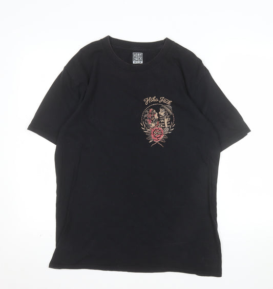 Hobo Jack Men's Black Graphic Tattoo Style T-Shirt Medium