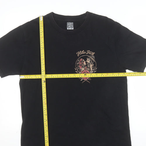 Hobo Jack Men's Black Graphic Tattoo Style T-Shirt Medium