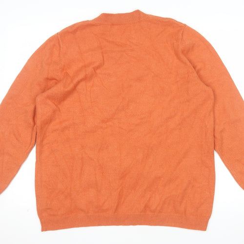 Damart Womens Orange Floral Knit Crew Neck Pullover Jumper L