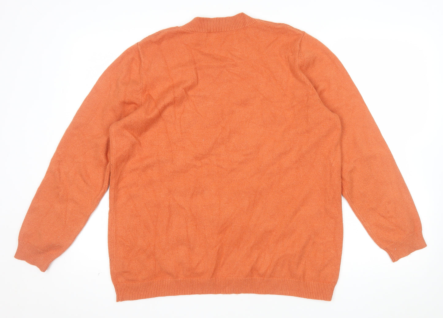Damart Womens Orange Floral Knit Crew Neck Pullover Jumper L