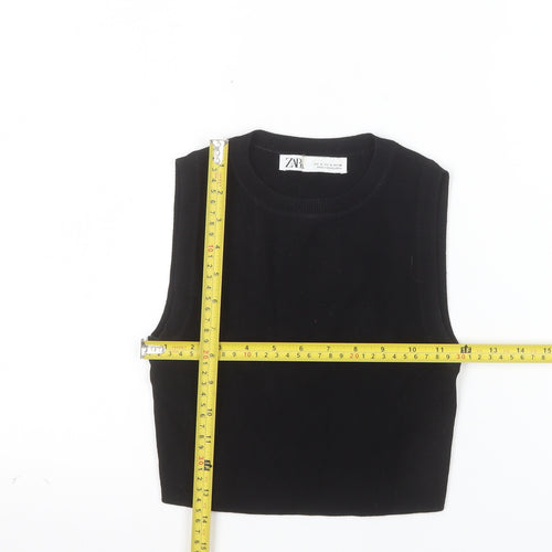 ZARA Women's Black Cropped Knit Tank Top Size S