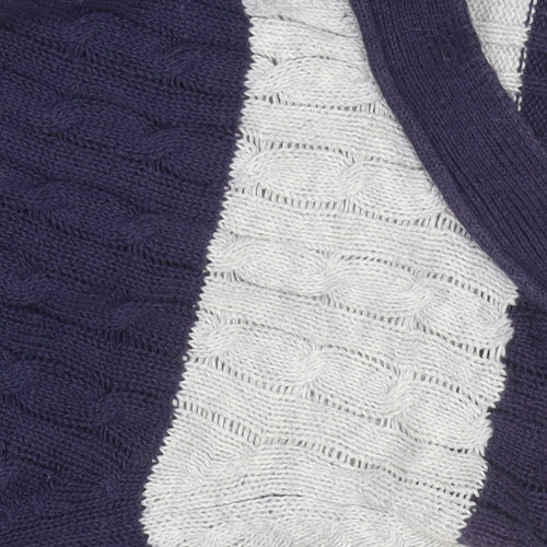trf Knitwear Women's Multicoloured Striped Henley Cotton Jumper Size 8