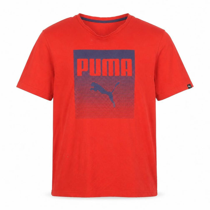 Puma Men's Red Large Graphic Print Cotton Crew Neck T-Shirt