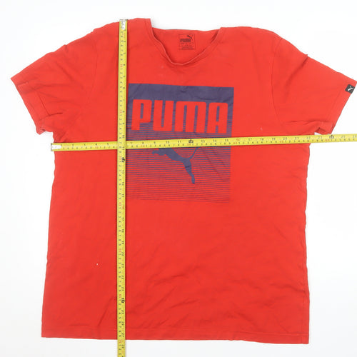 Puma Men's Red Large Graphic Print Cotton Crew Neck T-Shirt