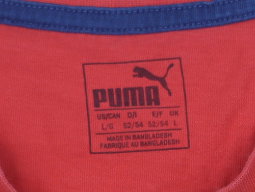 Puma Men's Red Large Graphic Print Cotton Crew Neck T-Shirt