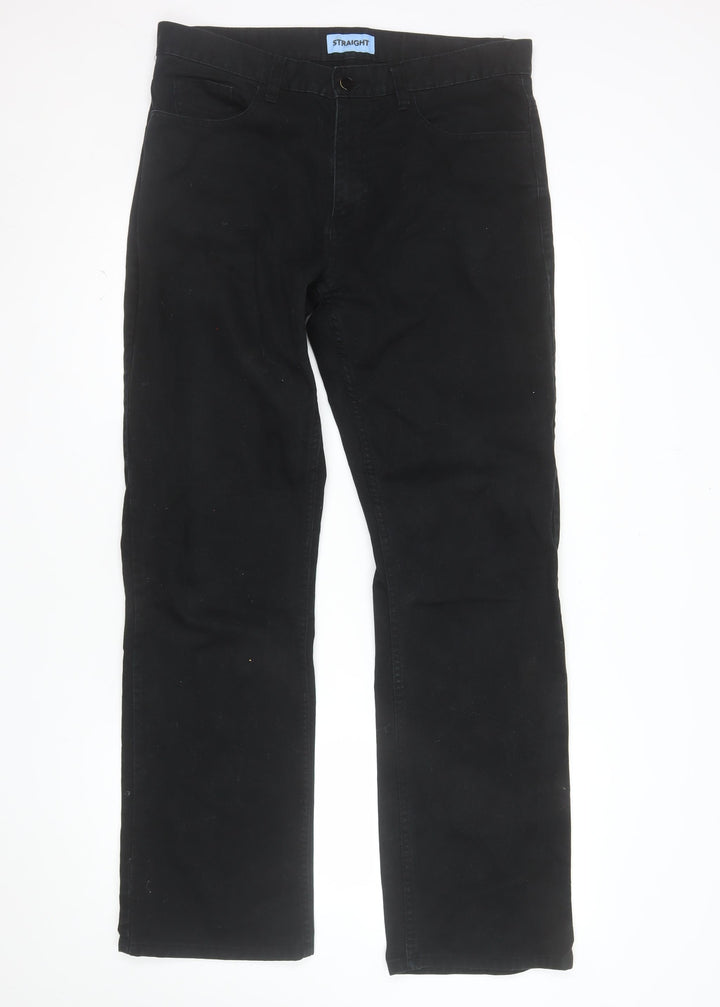 George Men's Black Straight Fit Jeans 34W 33L Denim Classic