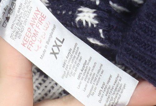boohooMAN Men's Blue Fair Isle Christmas Jumper 2XL