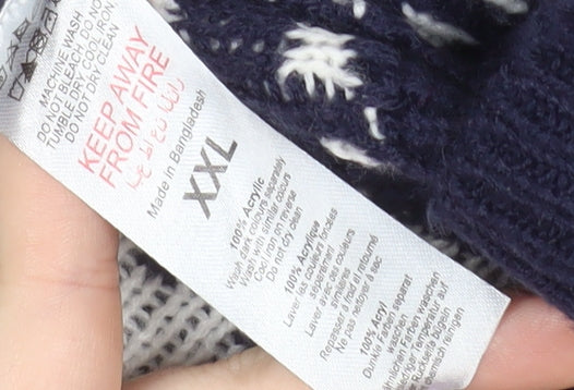 boohooMAN Men's Blue Fair Isle Christmas Jumper 2XL