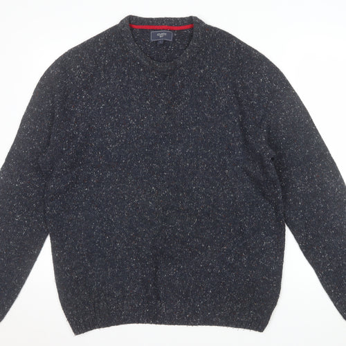 Atlantic Bay Men's Blue Knit Crew Neck Pullover Jumper Size L