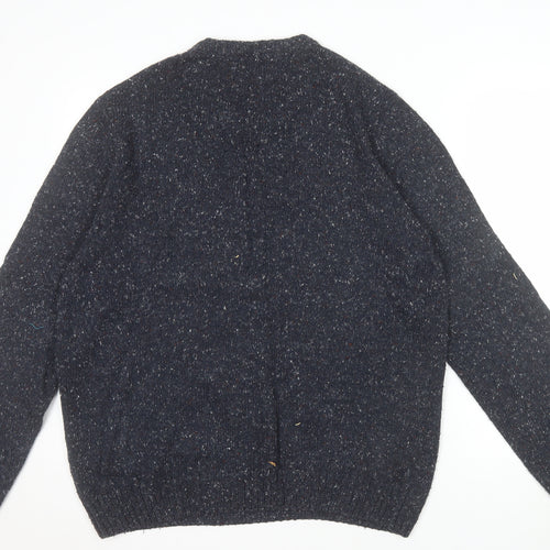 Atlantic Bay Men's Blue Knit Crew Neck Pullover Jumper Size L