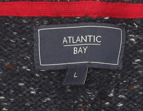 Atlantic Bay Men's Blue Knit Crew Neck Pullover Jumper Size L