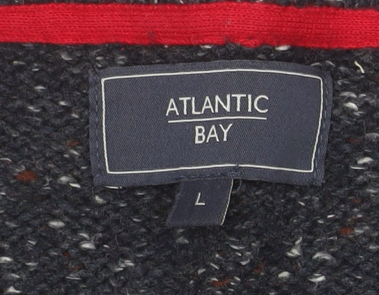 Atlantic Bay Men's Blue Knit Crew Neck Pullover Jumper Size L
