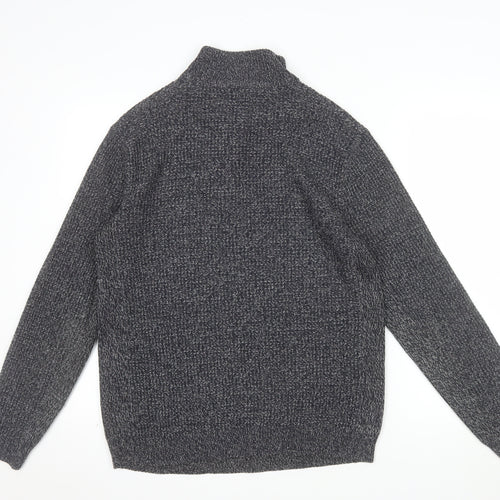 Next Men's Grey Waffle-Knit Henley Jumper Size M