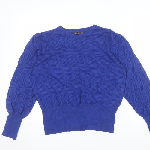 Marks and Spencer Women's Blue Crew Neck Knit Jumper Size L