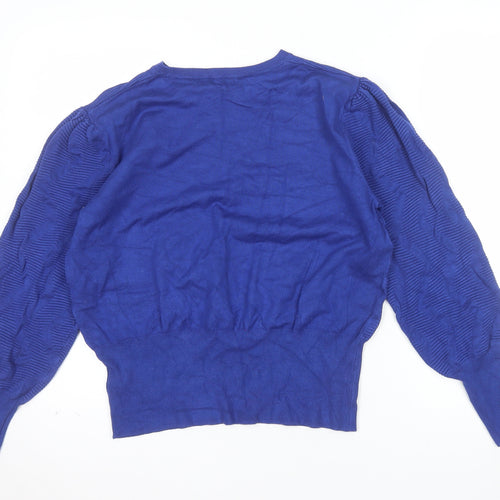 Marks and Spencer Women's Blue Crew Neck Knit Jumper Size L