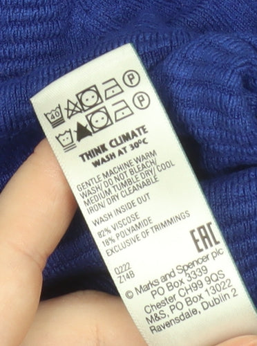 Marks and Spencer Women's Blue Crew Neck Knit Jumper Size L