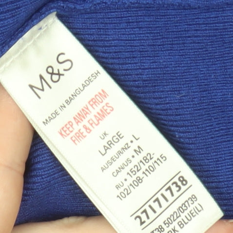 Marks and Spencer Women's Blue Crew Neck Knit Jumper Size L