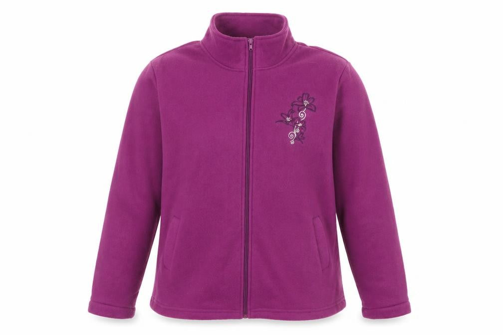 Front view of Anne de Lançay Women's Purple Fleece Full Zip Jacket M