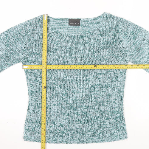 Alex & Co. Women’s Green Knit 3/4 Sleeve Scoop Neck Pullover Jumper Size 10