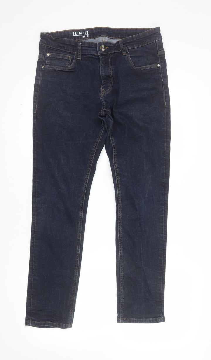 George Men's Blue Slim Fit Straight Leg Jeans 34W 30L Denim