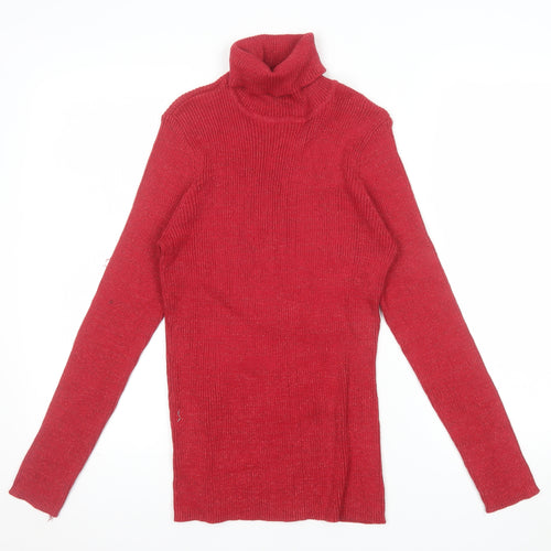 Basic Editions Women's Red Roll Neck Knit Jumper Size L