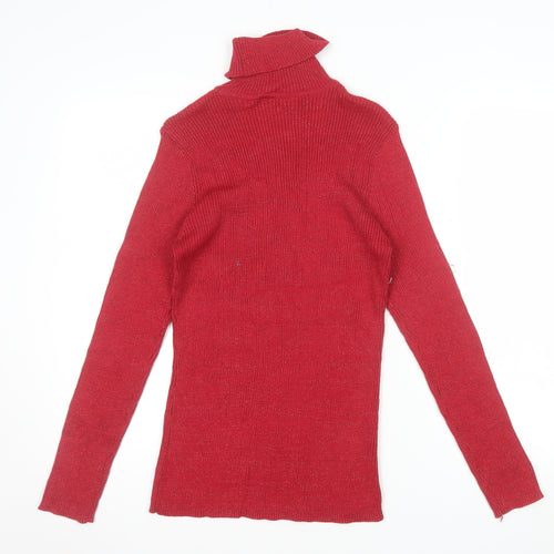 Basic Editions Women's Red Roll Neck Knit Jumper Size L