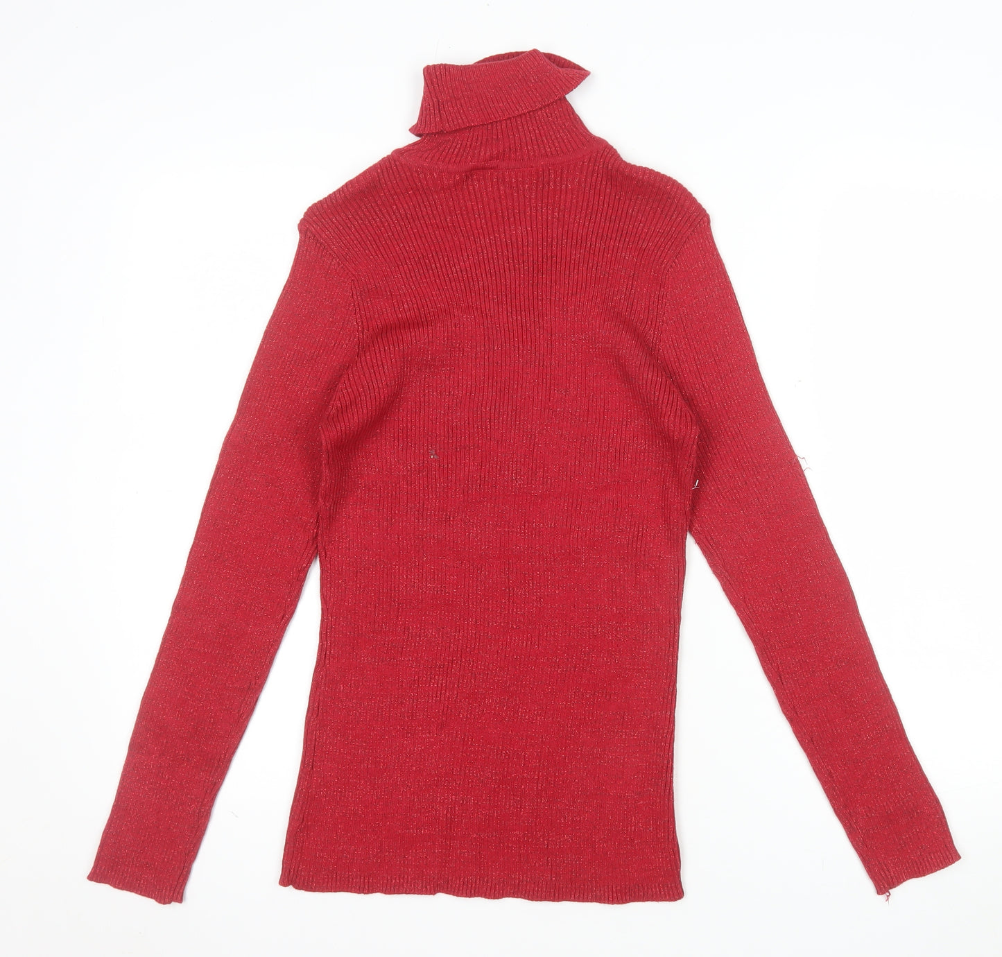 Basic Editions Women's Red Roll Neck Knit Jumper Size L
