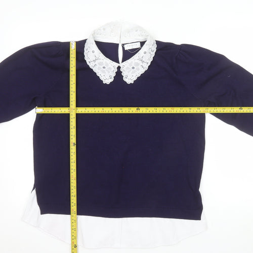 Papaya Women's Blue Collared Knit Pullover Jumper Size 16