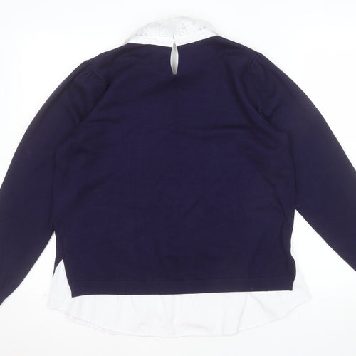 Papaya Women's Blue Collared Knit Pullover Jumper Size 16