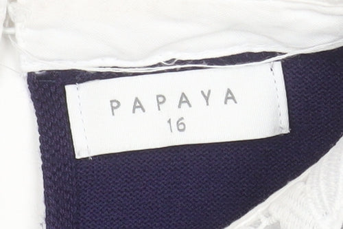 Papaya Women's Blue Collared Knit Pullover Jumper Size 16