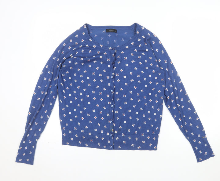 M&Co Womens Blue Floral Knit Cardigan Size 12 Regular Fit