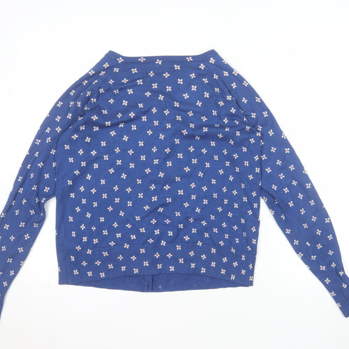 M&Co Womens Blue Floral Knit Cardigan Size 12 Regular Fit